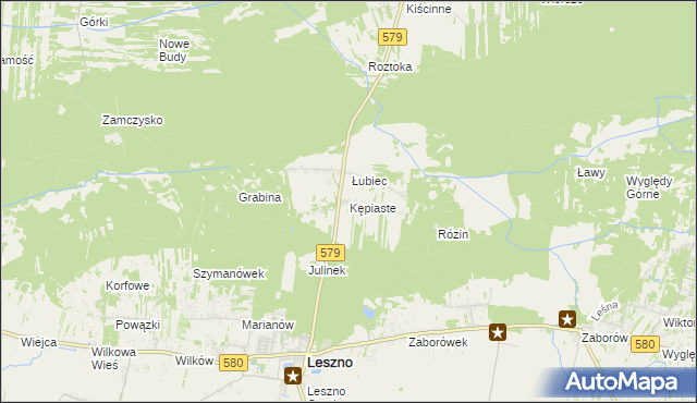 mapa Kępiaste gmina Leszno, Kępiaste gmina Leszno na mapie Targeo