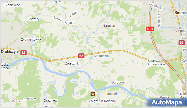 mapa Klekotowo gmina Siemiatycze, Klekotowo gmina Siemiatycze na mapie Targeo