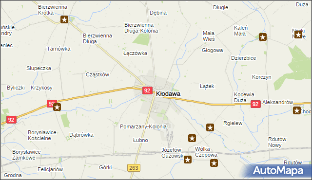 mapa Kłodawa powiat kolski, Kłodawa powiat kolski na mapie Targeo