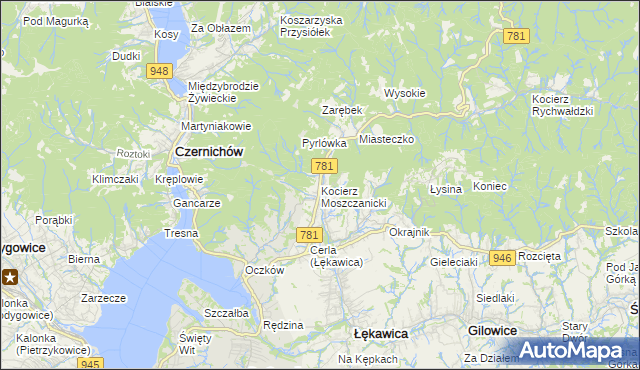 mapa Kocierz Moszczanicki, Kocierz Moszczanicki na mapie Targeo