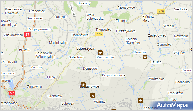 mapa Kocmyrzów, Kocmyrzów na mapie Targeo