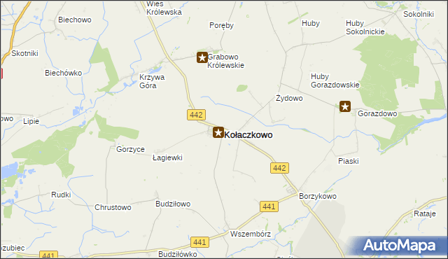 mapa Kołaczkowo powiat wrzesiński, Kołaczkowo powiat wrzesiński na mapie Targeo