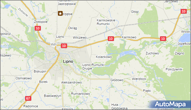 mapa Kolankowo gmina Lipno, Kolankowo gmina Lipno na mapie Targeo