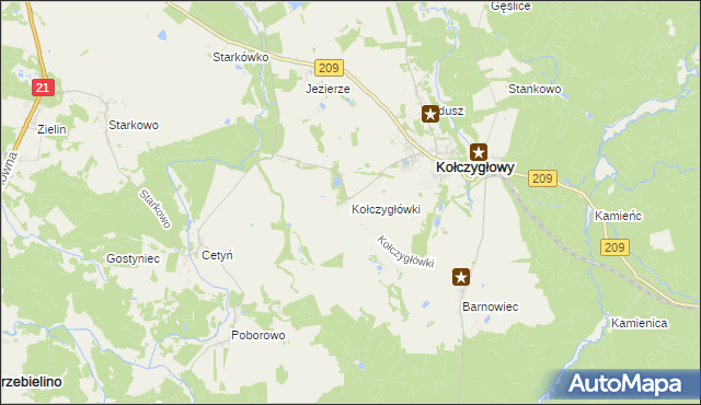 mapa Kołczygłówki, Kołczygłówki na mapie Targeo