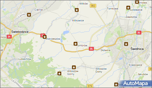 mapa Komorów gmina Świdnica, Komorów gmina Świdnica na mapie Targeo