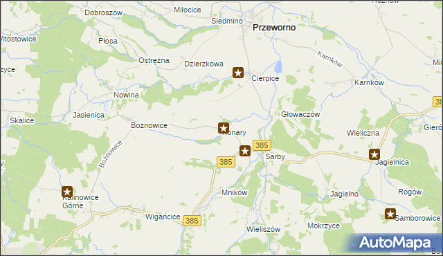 mapa Konary gmina Przeworno, Konary gmina Przeworno na mapie Targeo