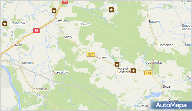 mapa Konary gmina Wińsko, Konary gmina Wińsko na mapie Targeo