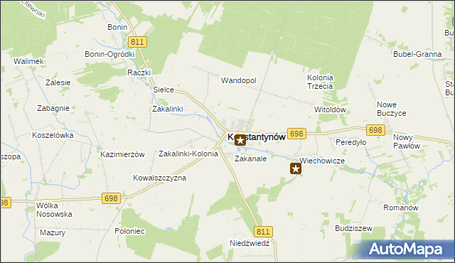 mapa Konstantynów powiat bialski, Konstantynów powiat bialski na mapie Targeo