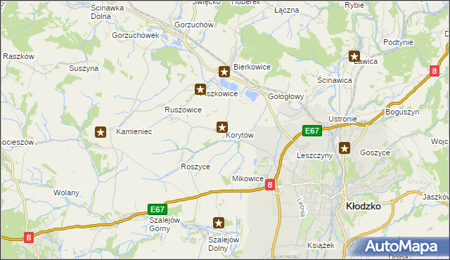 mapa Korytów gmina Kłodzko, Korytów gmina Kłodzko na mapie Targeo