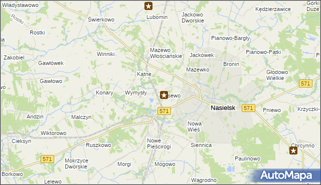 mapa Kosewo gmina Nasielsk, Kosewo gmina Nasielsk na mapie Targeo