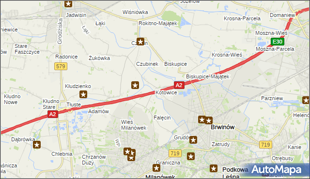 mapa Kotowice gmina Brwinów, Kotowice gmina Brwinów na mapie Targeo