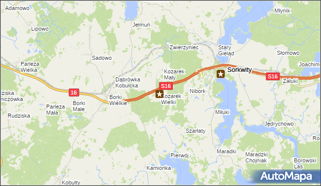 mapa Kozarek Wielki, Kozarek Wielki na mapie Targeo