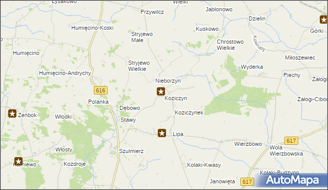 mapa Koziczyn gmina Regimin, Koziczyn gmina Regimin na mapie Targeo