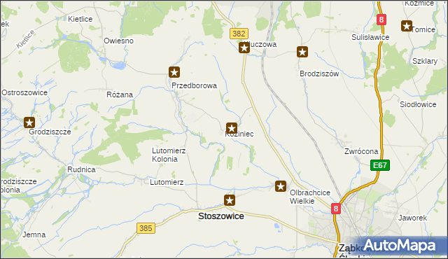 mapa Koziniec gmina Ząbkowice Śląskie, Koziniec gmina Ząbkowice Śląskie na mapie Targeo