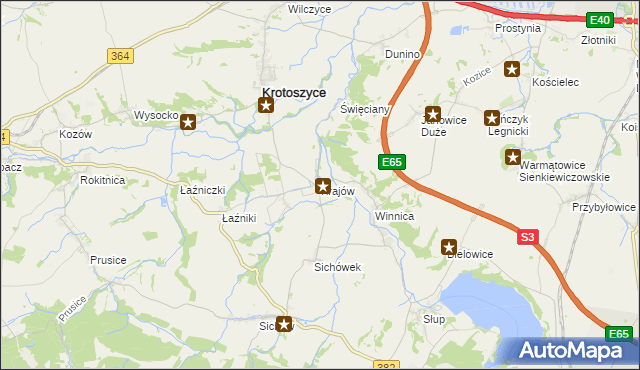 mapa Krajów gmina Krotoszyce, Krajów gmina Krotoszyce na mapie Targeo