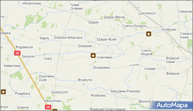 mapa Kraśniewo gmina Raciąż, Kraśniewo gmina Raciąż na mapie Targeo