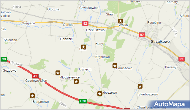 mapa Krępkowo gmina Strzałkowo, Krępkowo gmina Strzałkowo na mapie Targeo