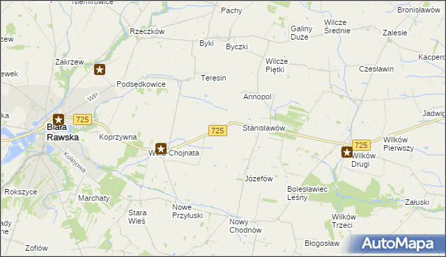 mapa Krukówka gmina Biała Rawska, Krukówka gmina Biała Rawska na mapie Targeo
