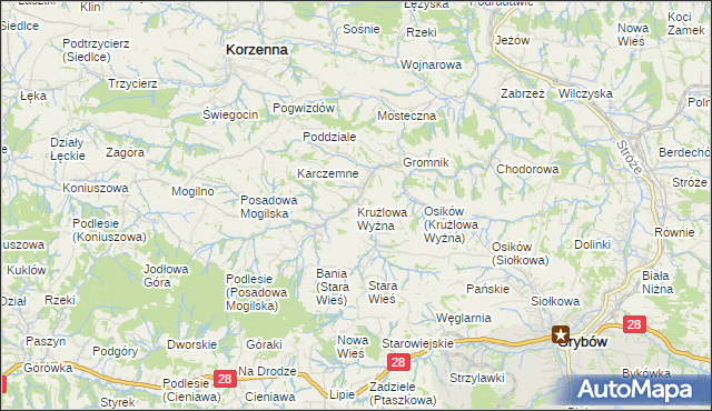 mapa Krużlowa Wyżna, Krużlowa Wyżna na mapie Targeo