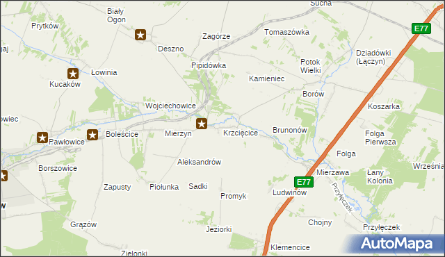 mapa Krzcięcice, Krzcięcice na mapie Targeo