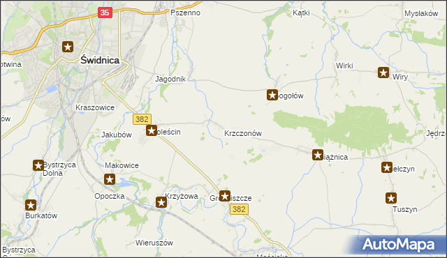 mapa Krzczonów gmina Świdnica, Krzczonów gmina Świdnica na mapie Targeo