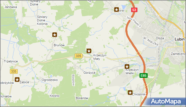 mapa Krzeczyn Mały, Krzeczyn Mały na mapie Targeo