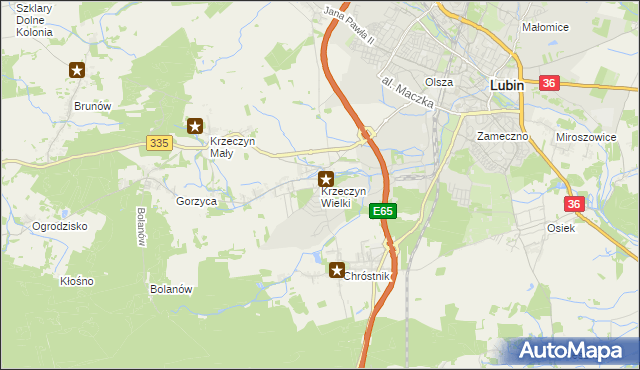 mapa Krzeczyn Wielki, Krzeczyn Wielki na mapie Targeo