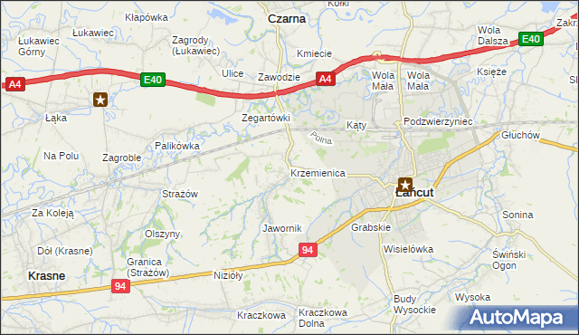 mapa Krzemienica gmina Czarna, Krzemienica gmina Czarna na mapie Targeo