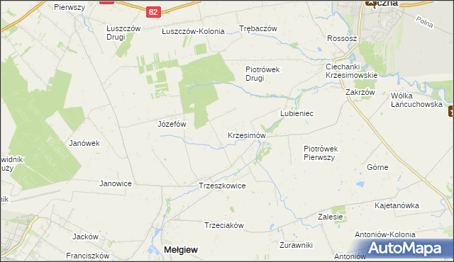 mapa Krzesimów, Krzesimów na mapie Targeo