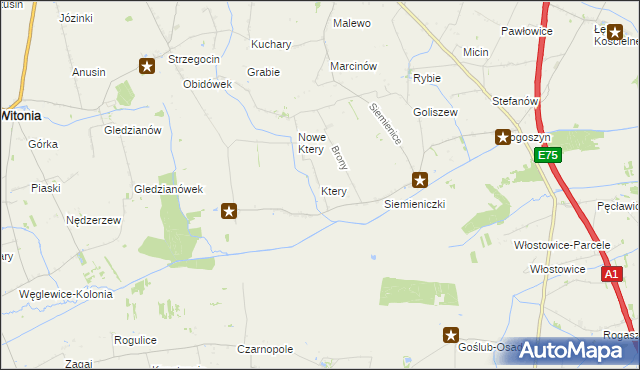 mapa Ktery, Ktery na mapie Targeo