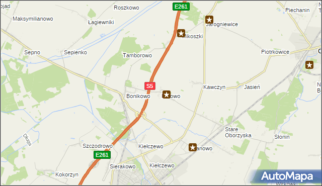 mapa Kurowo gmina Kościan, Kurowo gmina Kościan na mapie Targeo