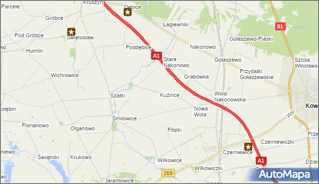 mapa Kuźnice gmina Choceń, Kuźnice gmina Choceń na mapie Targeo