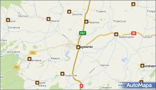 mapa Łagiewniki powiat dzierżoniowski, Łagiewniki powiat dzierżoniowski na mapie Targeo