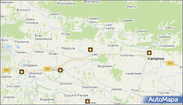 mapa Łazy gmina Kampinos, Łazy gmina Kampinos na mapie Targeo