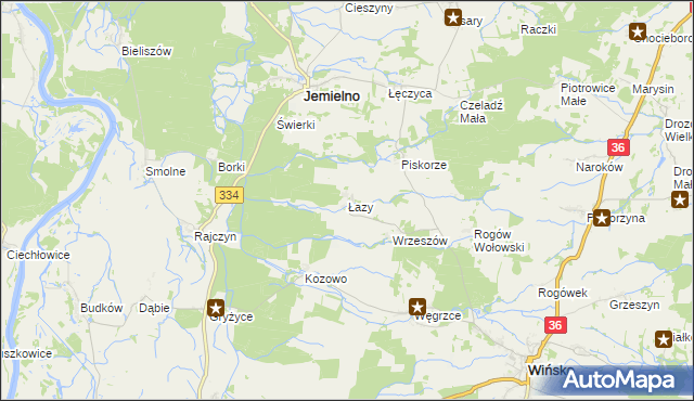 mapa Łazy gmina Wińsko, Łazy gmina Wińsko na mapie Targeo