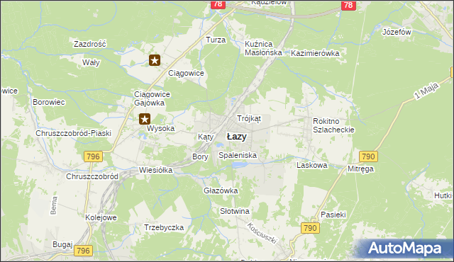 mapa Łazy powiat zawierciański, Łazy powiat zawierciański na mapie Targeo