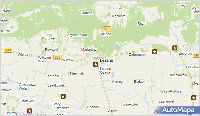 mapa Leszno powiat warszawski zachodni, Leszno powiat warszawski zachodni na mapie Targeo