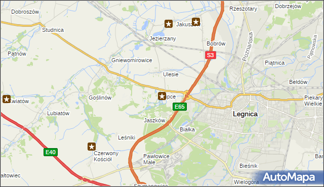 mapa Lipce gmina Miłkowice, Lipce gmina Miłkowice na mapie Targeo