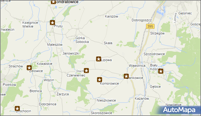 mapa Lipowa gmina Kondratowice, Lipowa gmina Kondratowice na mapie Targeo