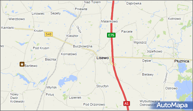 mapa Lisewo powiat chełmiński, Lisewo powiat chełmiński na mapie Targeo