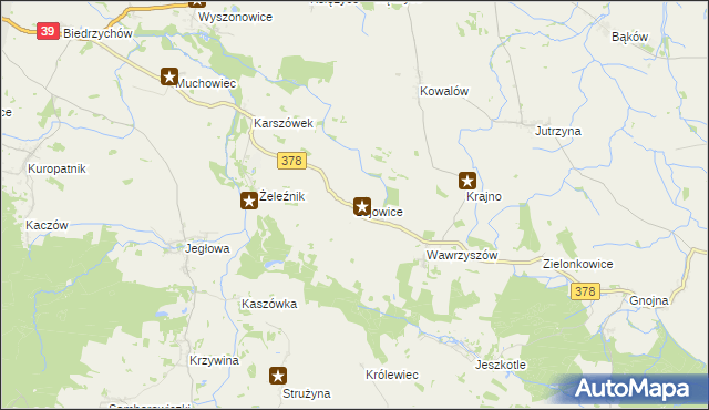 mapa Łojowice gmina Wiązów, Łojowice gmina Wiązów na mapie Targeo