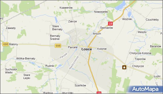 mapa Łosice, Łosice na mapie Targeo