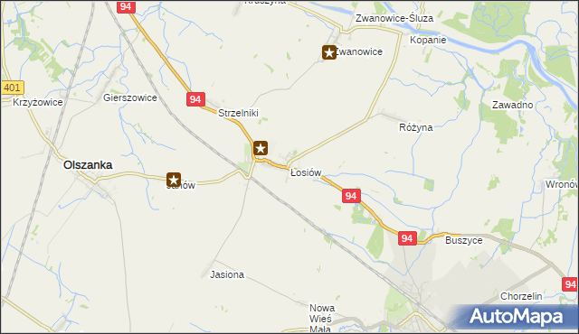 mapa Łosiów, Łosiów na mapie Targeo