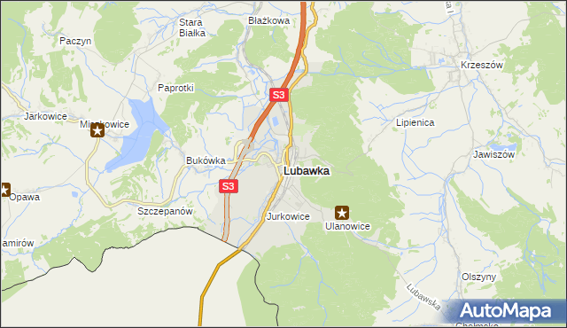 mapa Lubawka, Lubawka na mapie Targeo