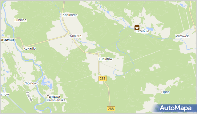 mapa Lubiatów gmina Dąbie, Lubiatów gmina Dąbie na mapie Targeo