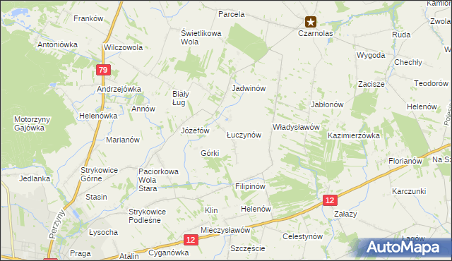 mapa Łuczynów gmina Policzna, Łuczynów gmina Policzna na mapie Targeo