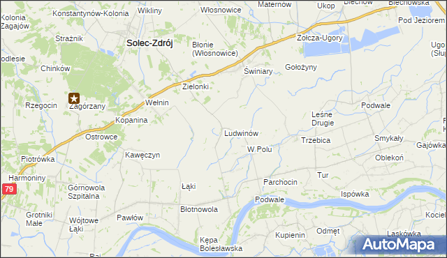 mapa Ludwinów gmina Solec-Zdrój, Ludwinów gmina Solec-Zdrój na mapie Targeo