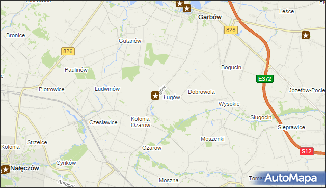 mapa Ługów gmina Jastków, Ługów gmina Jastków na mapie Targeo