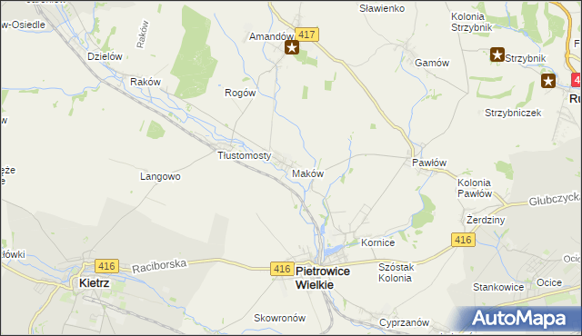 mapa Maków gmina Pietrowice Wielkie, Maków gmina Pietrowice Wielkie na mapie Targeo