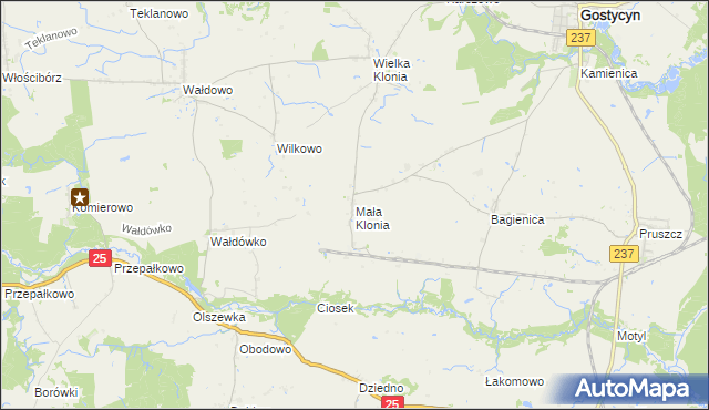 mapa Mała Klonia gmina Gostycyn, Mała Klonia gmina Gostycyn na mapie Targeo